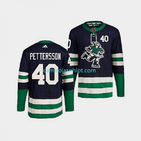 Camiseta Vancouver Canucks Elias Pettersson 40 Adidas 2022 Reverse Retro Marinha Authentic - Homem